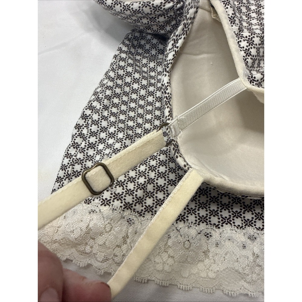 LEI Vintage Y2K Dot Black White Lace Cami Tank Bra Top Sweetheart Cotton Baby - Picture 4 of 10